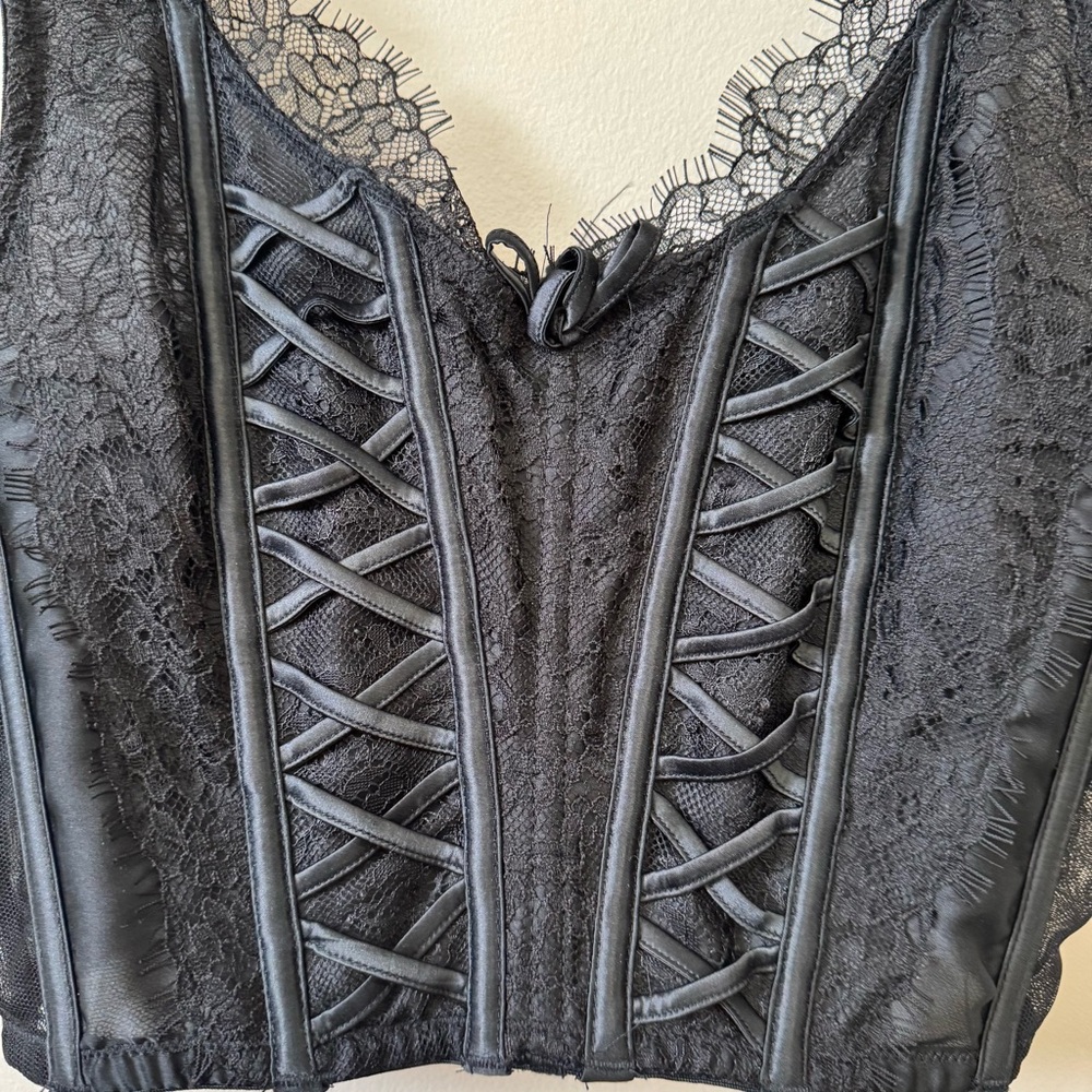 Victoria’s Secret (NWOT) dream angels black lace corset bustier top - large - Picture 3 of 6